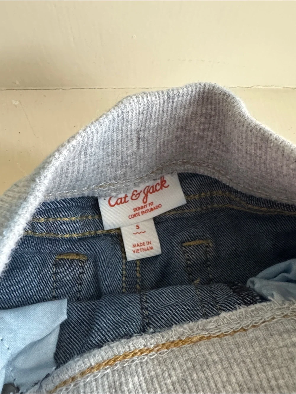 Carter's Dark Blue Pull-On Jeggings with Gray Ribbed Waistband